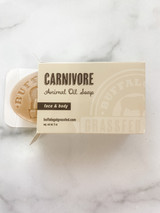 Carnivore Soap is made from properly raised animal fats such as lard and tallow, plus raw honey.