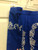 Blue Traje Skirt with Silver Bordado/Embroidery