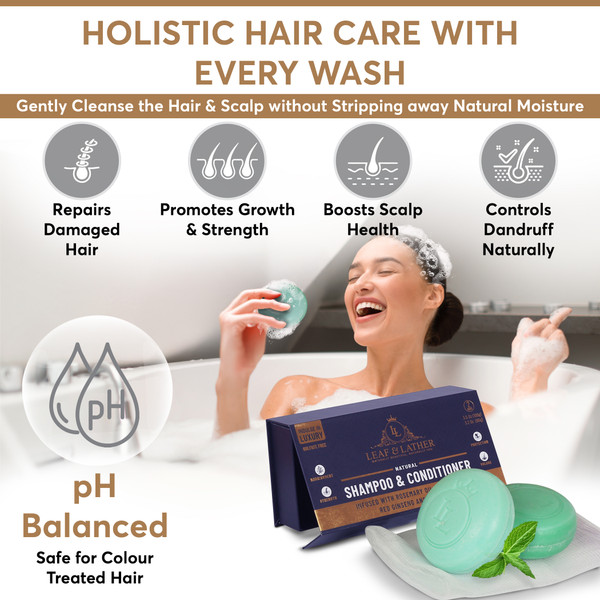 Leaf & Lather Rosemary Mint Shampoo and Conditioner Bars