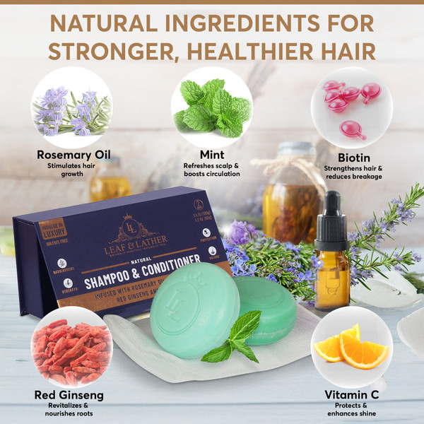 Leaf & Lather Rosemary Mint Shampoo and Conditioner Bars