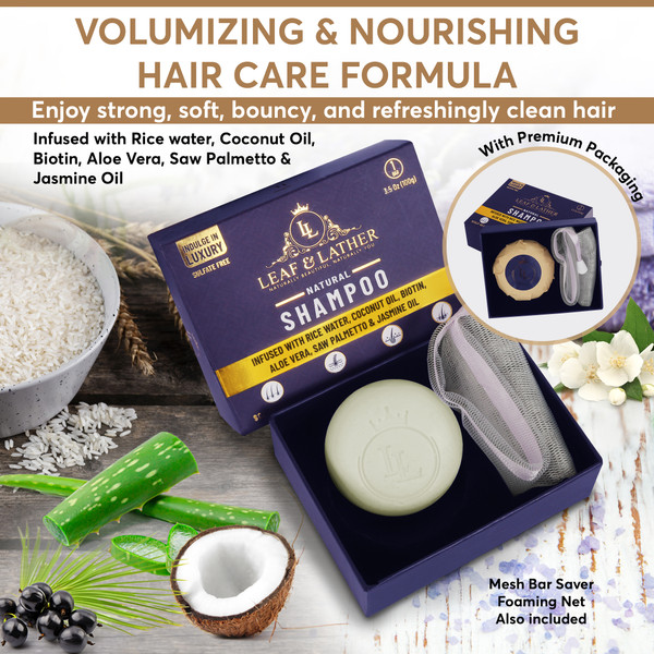 Leaf & Lather Rice Water Shampoo Bar