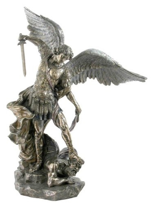 ST. MICHAEL STANDING OVER DEMON WITH SWORD