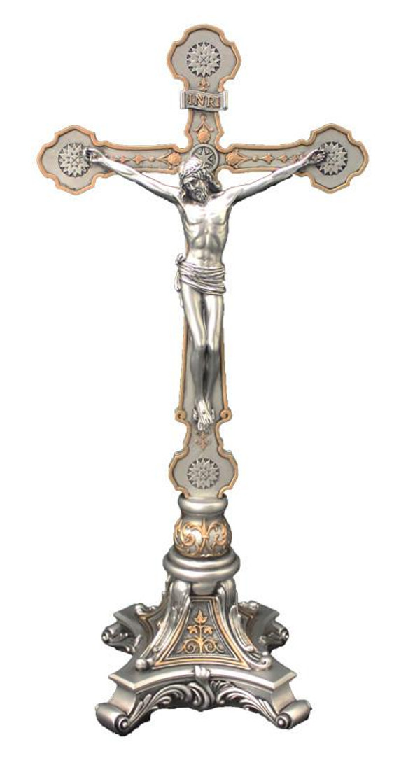 STANDING CRUCIFIX - BAROQUE DESIGN FOOTED BASE