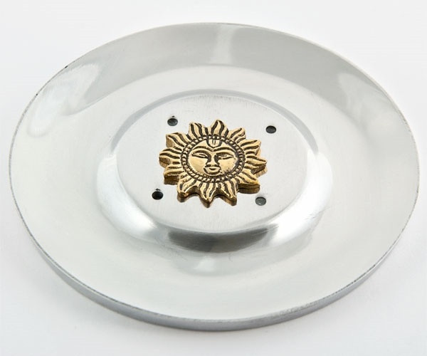 SUN ALUMINUM INCENSE PLATE BURNER - INCENSARIO SOL PLATO ALUMNIO