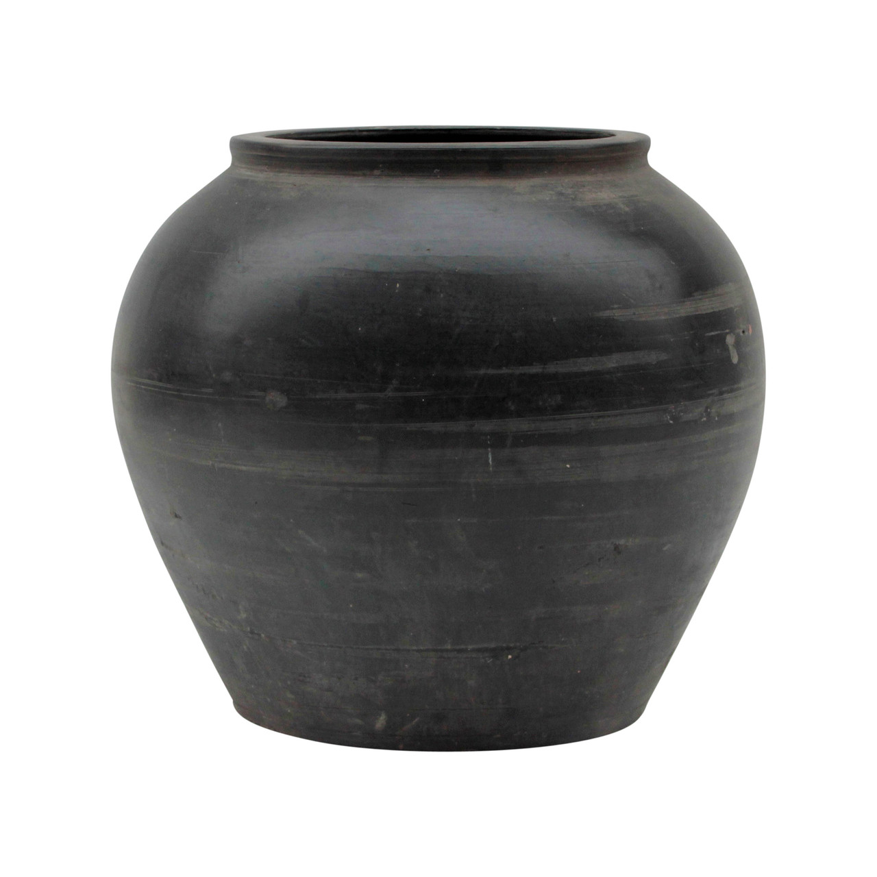 Black Jar With Lid, Charcoal Black Pottery Handmade Ceramic Round Lidded  Jar 