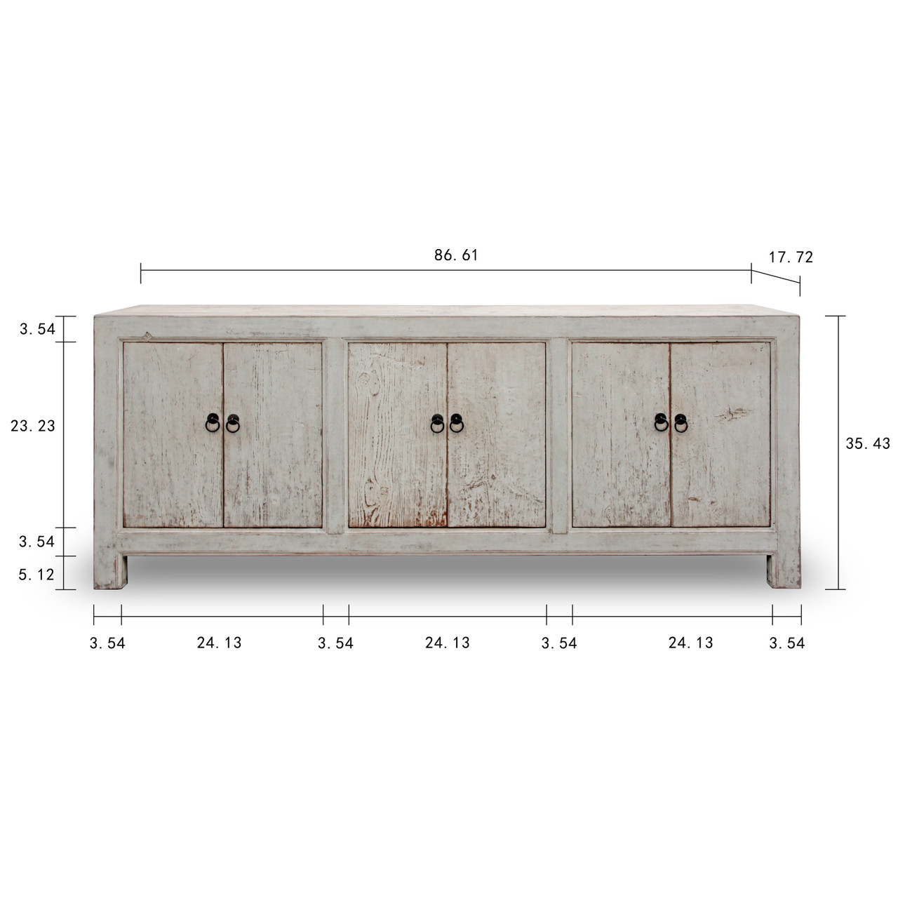 Amalfi Two Tones Buffet Six Door Sideboard Antique Off White 87x18x35H