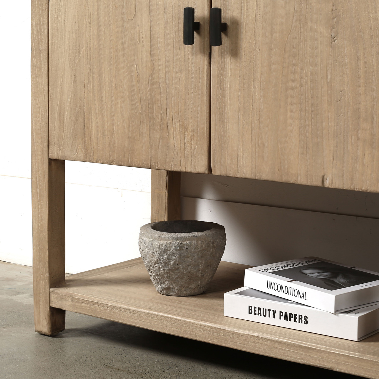 Approx.67 Inches Long Four Doors Sideboard with Shelf Weathered Natural ...