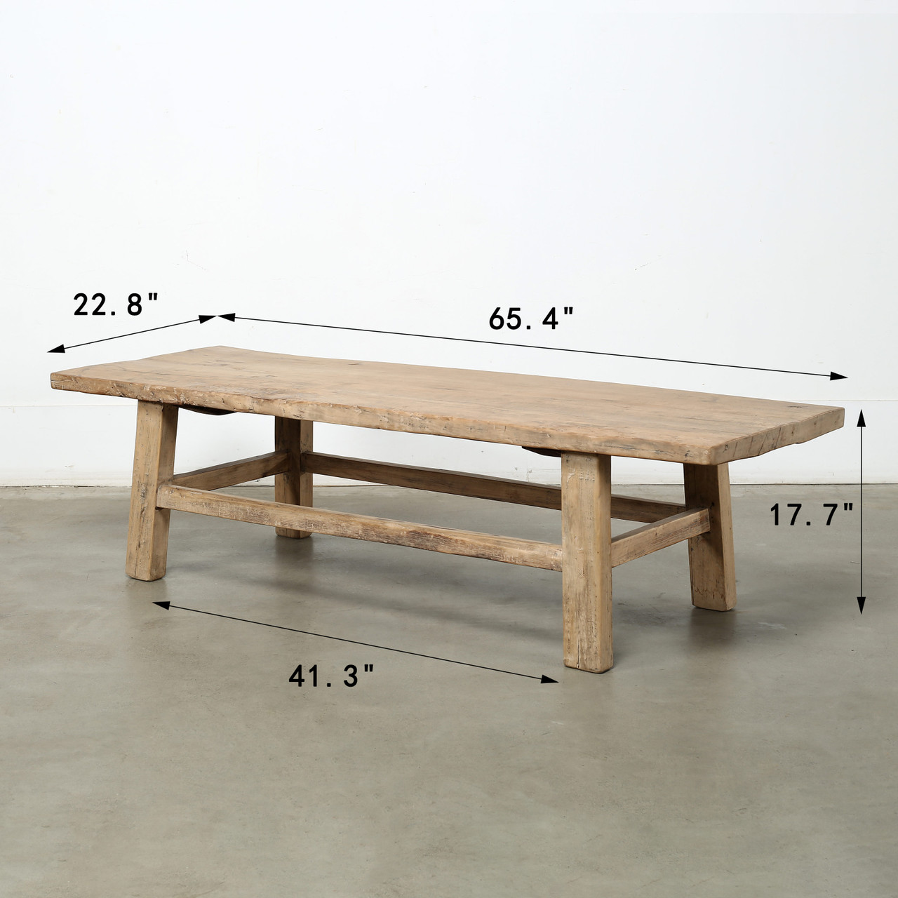 Vintage Walnut Wood Coffee Table 65.4x22.8x17.7H Warm Wood Tone