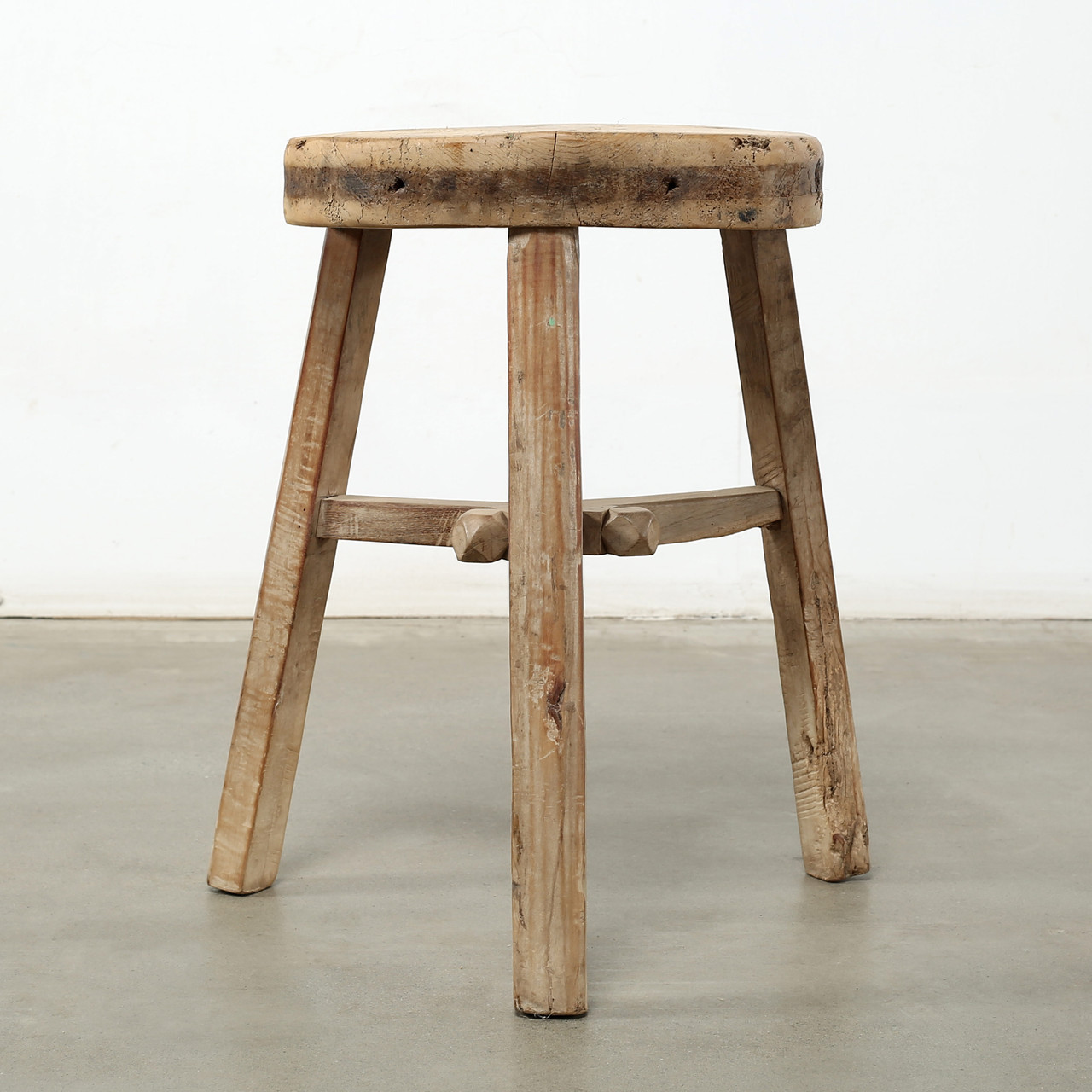 Approx. 13.8 Inches Round Vintage Table Rustic Thick Top Weathered