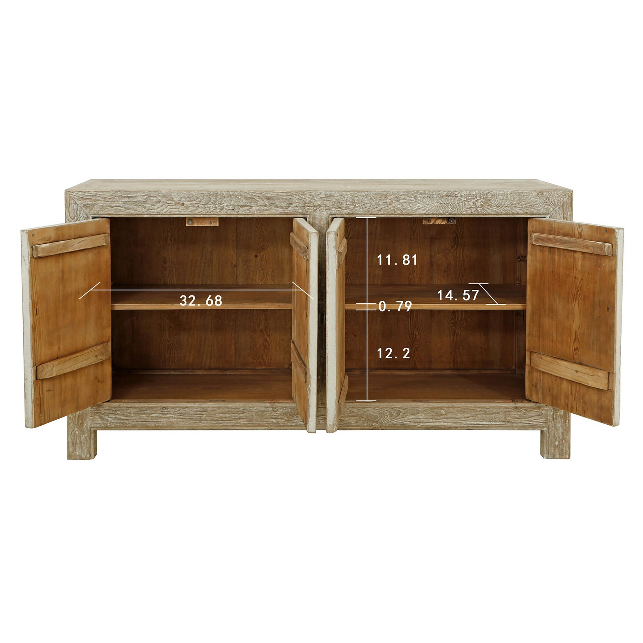 Capri Four Doors Tall Sideboard Weathered Natural Pine Warm Wood Tone  101x18x43H - Lilys Living