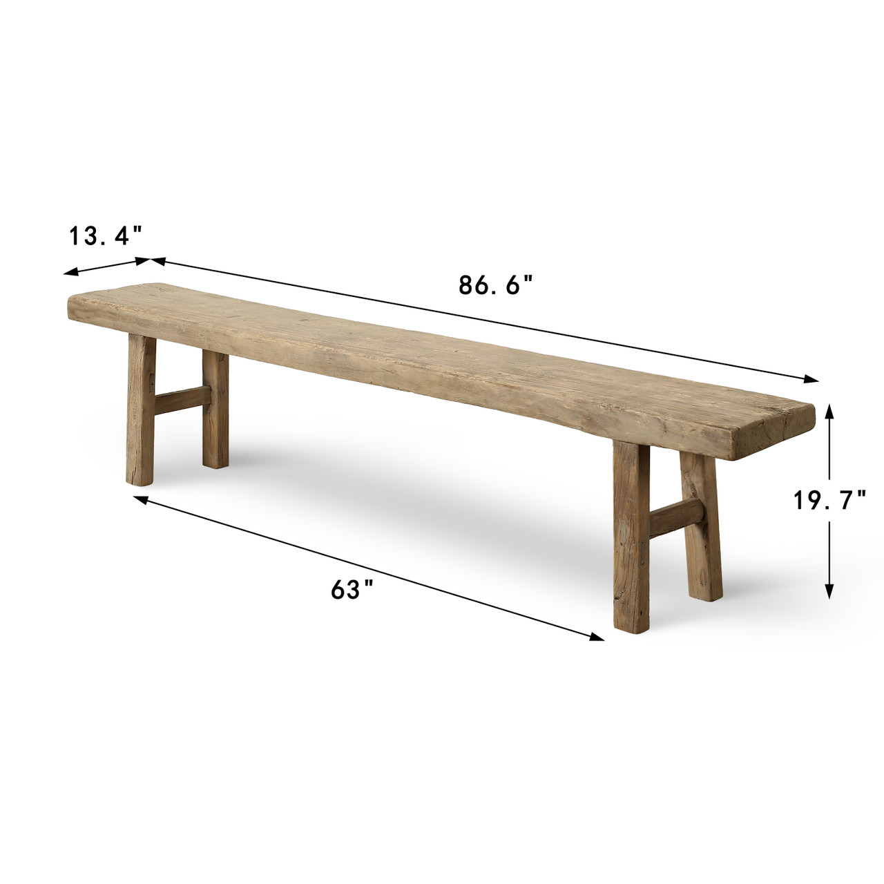Approx. 87 Inches Long 13 Inches Deep Vintage Rustic Bench Weathered Nature