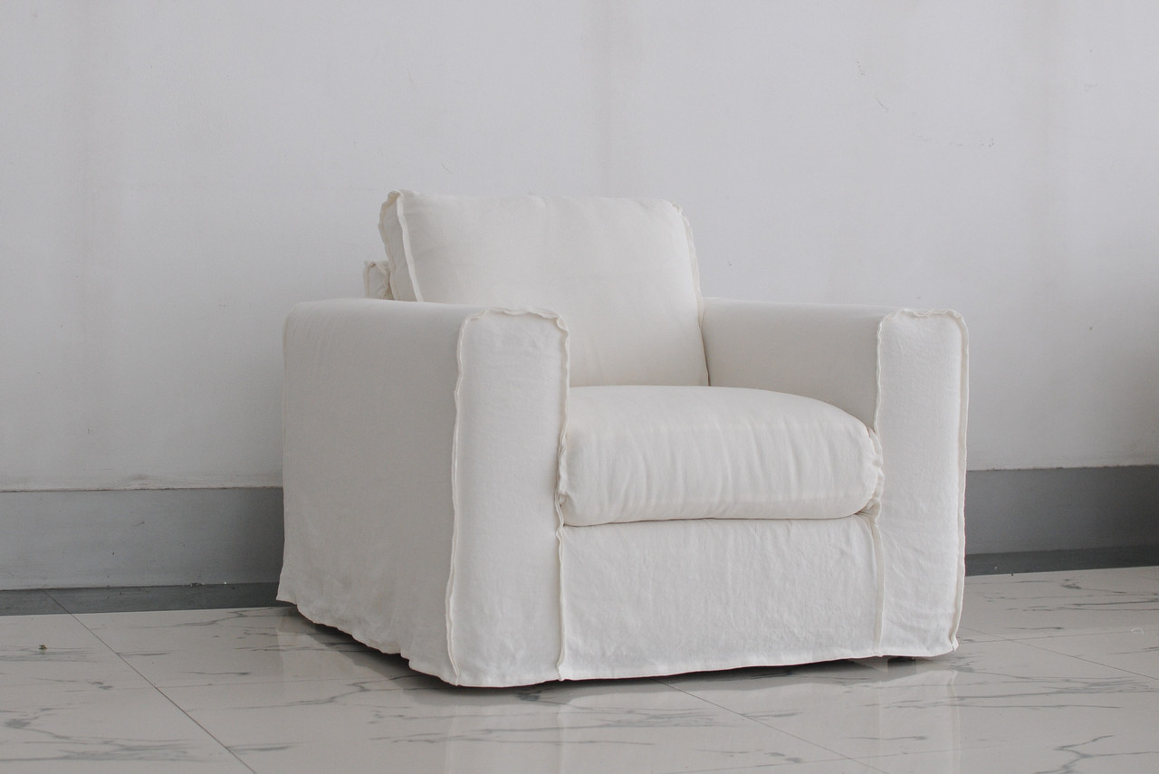 linen slipcover swivel chair