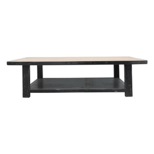 Reclaimed Pine Wood Song Coffee Table with Shelf Antique Black 67x43x18H Reclaimed Pine Wood Song Coffee Table with Shelf Antique Black 67x43x18H
