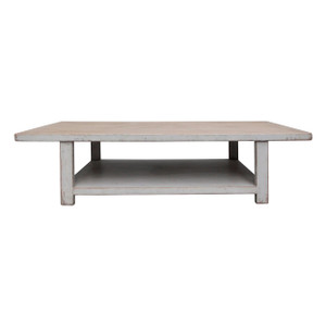 Reclaimed Pine Wood Song Coffee Table with Shelf Antique off white Reclaimed Pine Wood Song Coffee Table with Shelf Antique off white