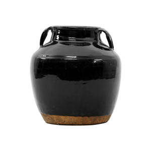 Vintage Black Jar With Handles Small