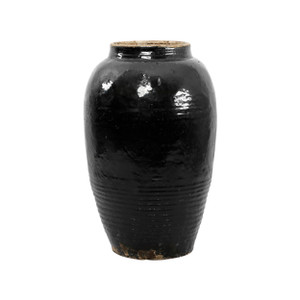 22"-25" High Vintage Black Glazed Jar (size & color vary) 22"-25" High Vintage Black Glazed Jar (size & color vary)