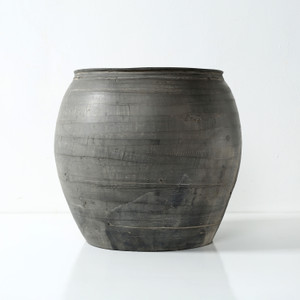 Approx 14" Vintage Charcoal Gray Pottery Jar (size & finish vary) Approx 14" Vintage Charcoal Gray Pottery Jar (size & finish vary)