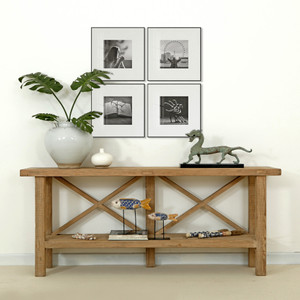 Old Pine Wood Console Table Natural finish