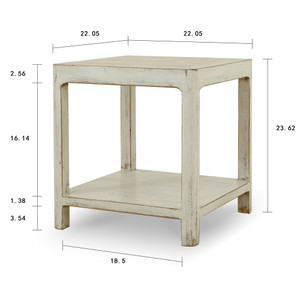22" Square Ming two tones side table with round leg Antique off white