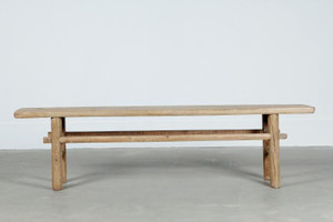 Vintage Bench Large with weathered natural wood finish (about 6-8'long, size & finish vary)