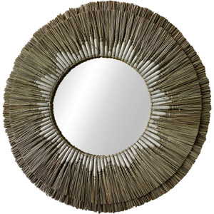 Straw Mirror with White Thread Large Straw Mirror with White Thread Large