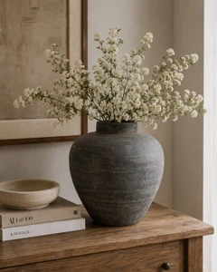 12" Earthy Gray pottery vase tapered down (finish varies no two are the same)
