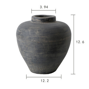 12" Earthy Gray pottery vase tapered down (finish varies no two are the same)