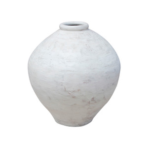 Vintage Tapered Wine Jar with White Paint Large(Size Vary Approx 20X20X23) Vintage Tapered Wine Jar with White Paint Large(Size Vary Approx 20X20X23)