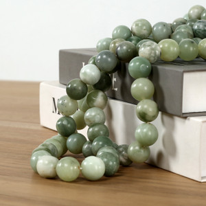 Approx. 35" Long Natural Jade Bead Neutral Green Approx. 35" Long Natural Jade Bead Neutral Green