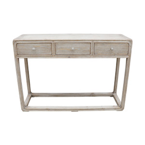 47" Ming Console Table With 3 Drawers Weathered Whitewash 47" Ming Console Table With 3 Drawers Weathered Whitewash