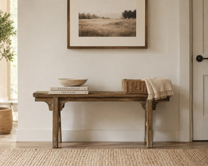 Vintage noodle bench  with front panel(size and finish vary)