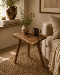 Live Edge Side Table Walnut Wood Natural(color & size vary)