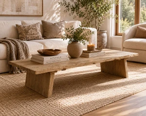 Sled Coffee Table Weathered Natural Old Wood 67x26x16H