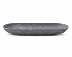 Natural Marble Oval Bowl Light Gray