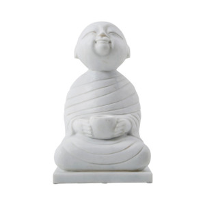 White Marble Sitting Buddha Candle Holder White Marble Sitting Buddha Candle Holder