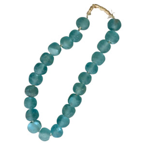 Vintage Large Sea Glass Beads in Aqua Blue