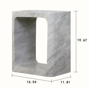 Laguna  Side Table Rectangular Natural White Marble 17x12x20H Laguna  Side Table Rectangular Natural White Marble 17x12x20H