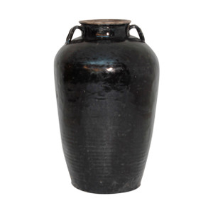 24"-30" Vintage Black Glazed Wine Jar with Two Handles (Size & shape vary)