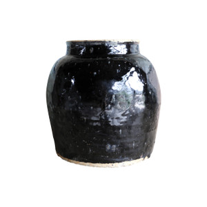 Approx. 14-17 Inches Tall Vintage oil pot with black glaze Large (size vary) Approx. 14-17 Inches Tall Vintage oil pot with black glaze Large (size vary)