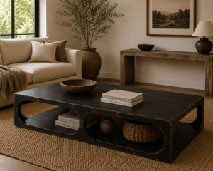 Ming Arch Coffee Table Large Weathered Black 67x43