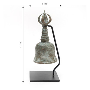 Bronze Ceremonial Bell with Stand Small 3x3x11H Bronze Ceremonial Bell with Stand Small 3x3x11H