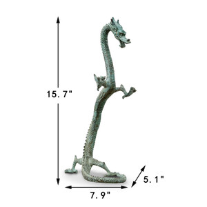 Approx. 16 Inches Bronze Standing Dragon Weathered Green Approx. 16 Inches Bronze Standing Dragon Weathered Green