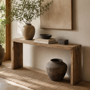 Vintage Waterfall Console Table Weathered Natural Approx.6-6.5ft long