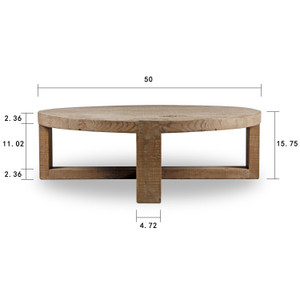 Capri round coffee table crossed leg weathered natural 50x50x16H Capri round coffee table crossed leg weathered natural 50x50x16H