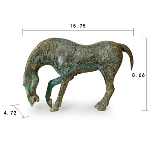 Bronze Green Drinking Horse (Vintage style, color vary) 15.7X4.7X8.6H