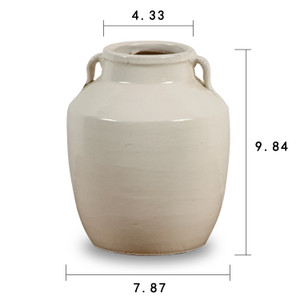 10“ H Creamy White Vase with Two Handles