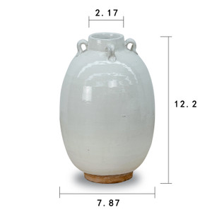12" Off White Ceramic Pot with Four Handles Unglazed Base 12" Off White Ceramic Pot with Four Handles Unglazed Base