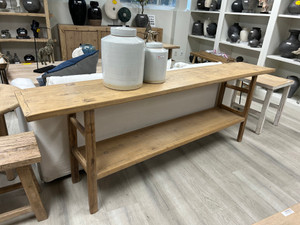 Vintage Console with Shelf Weathered Natural 91.5x15.5x31.5H Vintage Console with Shelf Weathered Natural 91.5x15.5x31.5H