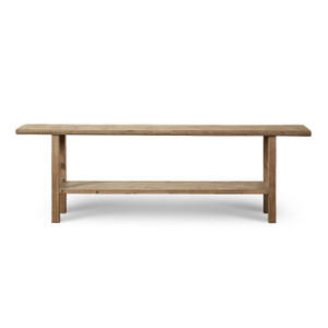 Vintage console table with shelf Extra-Large Approx 9-10'long Weathered natural wood size & color vary Vintage console table with shelf Extra-Large Approx 9-10'long Weathered natural wood size & color vary