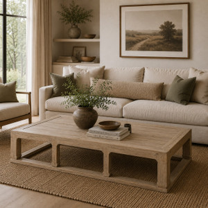 Capri Coffee Table With Arrow Shaped Legs Weathered Natural 72x36x16H